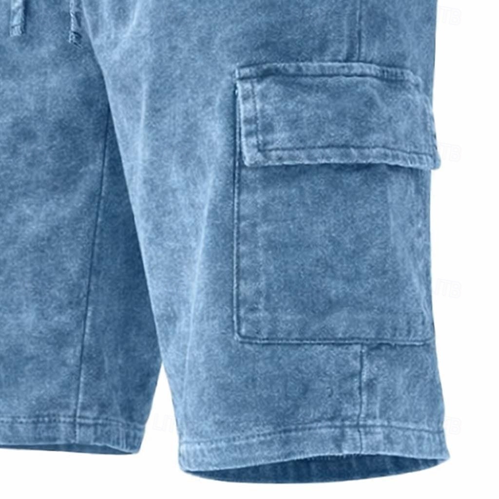 Herren Shorts Freizeitshorts Acid Wash Shorts Kordelzug Elastischer Bund Mehrere Taschen Einheitliche Farbe Komfort Atmungsaktiv Knielang Täglich Streetwear Urlaub Mode Vintage-Retro Blau Schwarz 2026 - $15.99 –P2