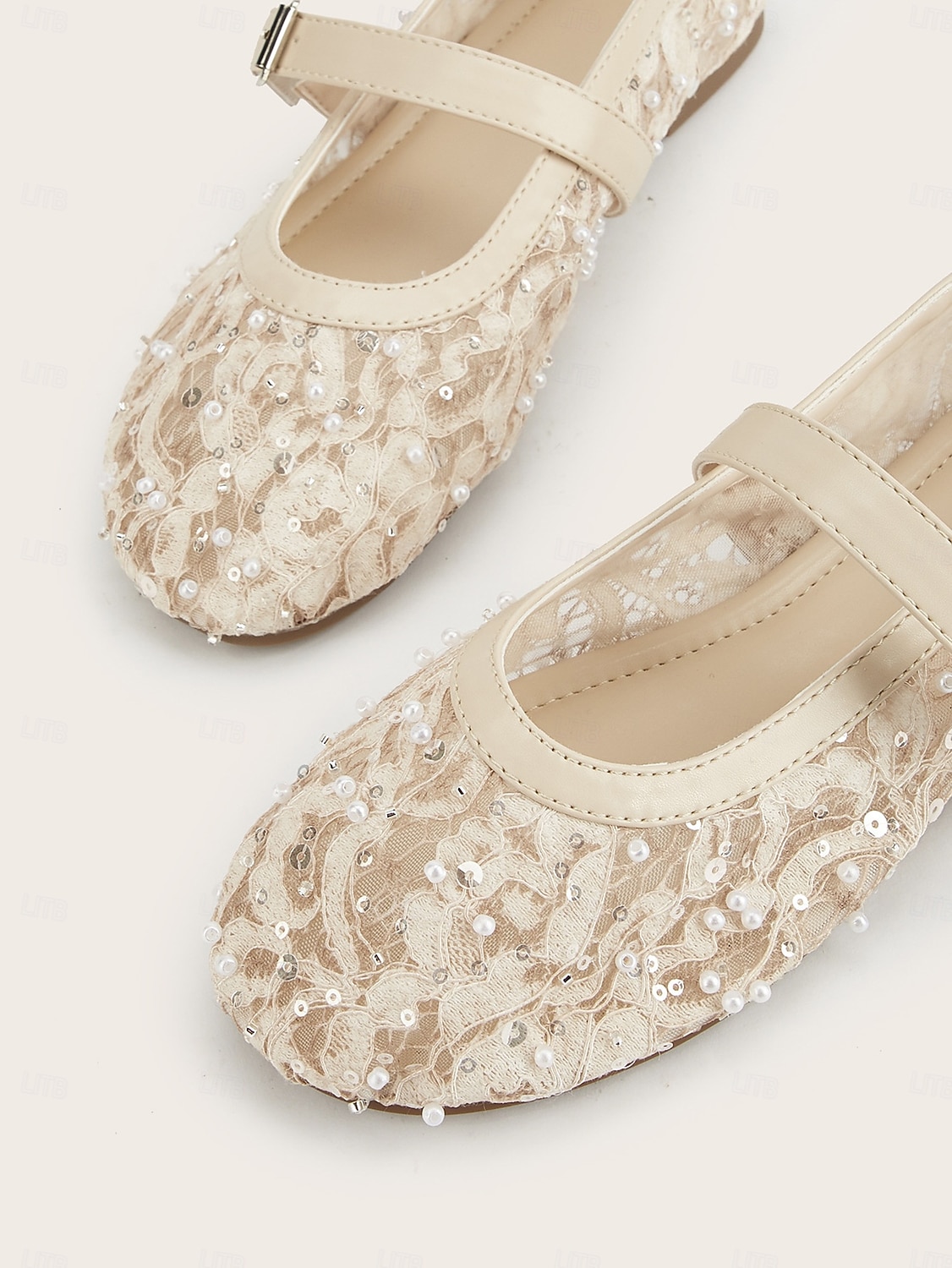 Women's Ivory Lace Flat Mary Jane Shoes, Beaded Bridal Flats for Brides at Outdoor Garden Weddings 2026 - $54.99 –P5