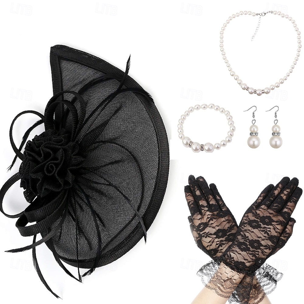 Derby Guanti Collana Cappello Fascinator Gentildonna Costume Per donna Mascherata Ascot Festival delle corse di cavalli Adulti Copricapo del 2026 a $31.99 –P4