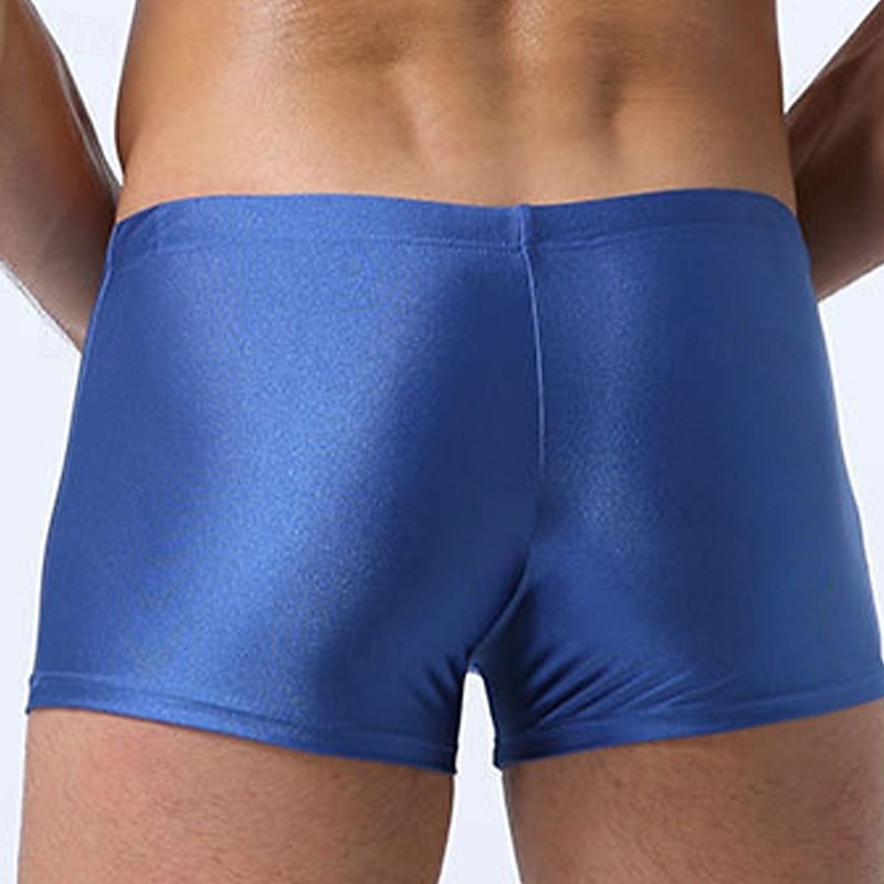 Herr Badshorts Boxershorts Shorts Elastisk midja Ensfärgat Slät Andningsfunktion Kort Ledigt Strand Simning Semester Mode Blå Svart Elastisk 2026 - $9.49 –P9