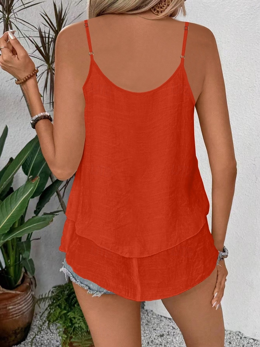 Dame Singleter Drapering عادي Mote Moderne Fritid Ermeløs Crew-hals Vanlige topper Daglig Helg Svart Lilla Oransje Grønn Beige Sommer Vår 2026 - $21.99 –P7