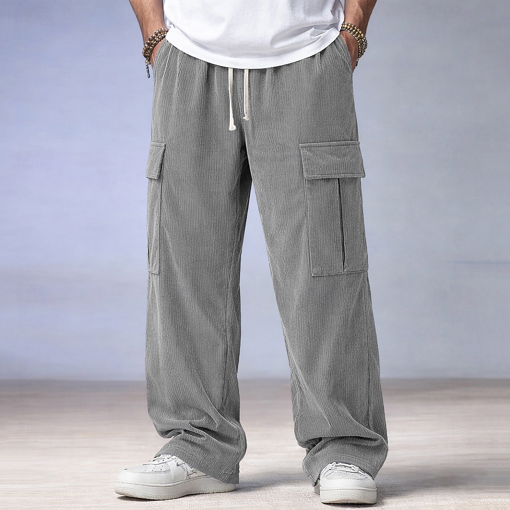 Homme Pantalons Pantalon en velours côtelé Pantalons Amples Pantalon décontracté Taille Élastique Jambe Droite Couleur Unie Confort Évacuation de l'Humidité Longueur complète Occasionnel Quotidien de 2026 ? $25.99 –P10