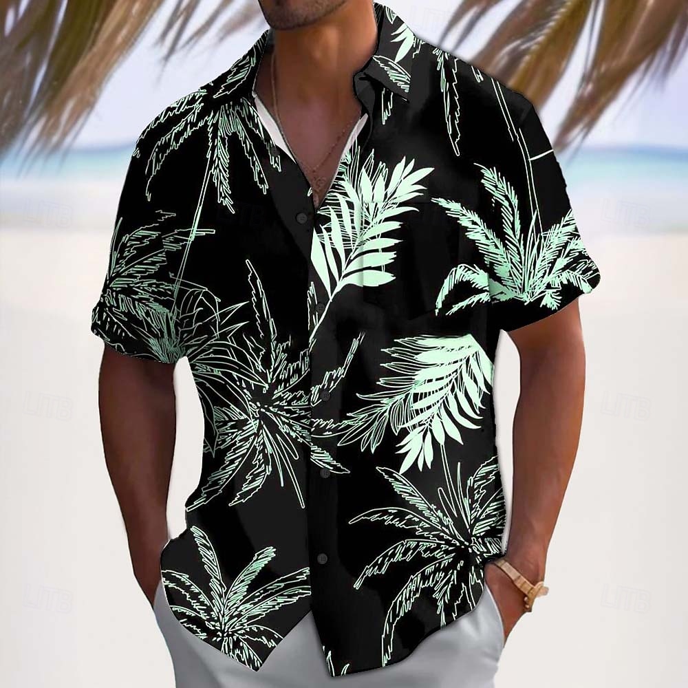 Per uomo Albero di Cocco Colore sfumato Piante Tropicali Camicia hawaiana estiva Camicia con Bottoni Camicia Aloha Manica Corta Hawaiano Ferie Abbigliamento mare Estate Primavera Collo ripiegato del 2026 a $25.99 –P3