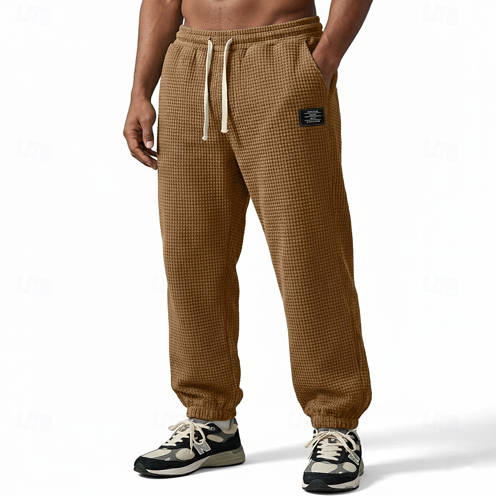 Herr Våffelstruktur Joggare Långbyxor Casual byxor Våffelbyxor Snörning Ensfärgat Komfort Fullängd Ledigt Dagligen Utomhus Semester Mode Svart Armégrön Elastisk 2026 - $24.99 –P11
