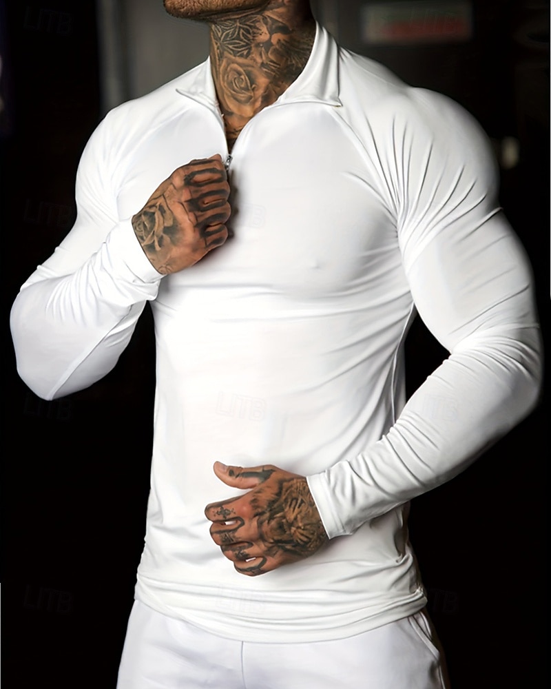 Pánské Jednobarevné Koşu Tişörtü Stahovací tričko Jaro Podzim Zapni Dlouhý rukáv Rychleschnoucí Komprese Odvod vlhkosti Cvičení v tělocvičně Aktivní trénink Cvičení Černá Bílá sportovní oblečení 2026 - $32.99 –P2