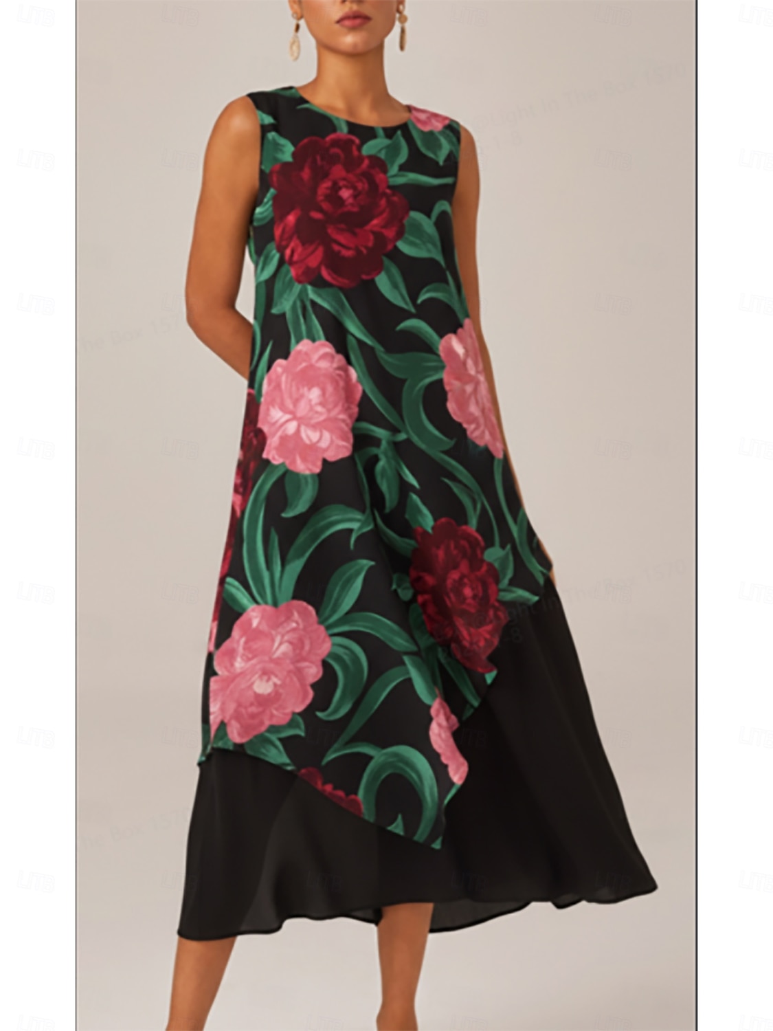 Smaragdgroene rozentuin zwierige chiffon maxi-jurk 2026 - $102.99 –P1