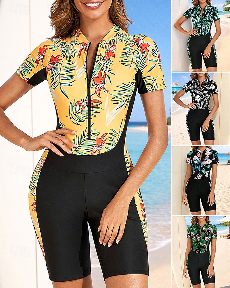 Dam Rash-guards Baddräkt Baddräkter Tropisk Mittlårsben UV-skydd Snabb tork Elastisk Kortärmad Badkläder Baddräkt Surfing Strand Simmning Sommar 2026 - $28.99 –P1