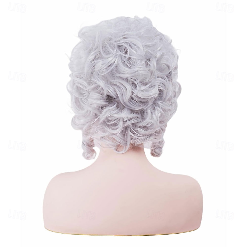 Винтажный короткий белый серебристый кудрявый парик-«улей» для женщин, подходящий для вечеринки на Хэллоуин или костюмированной вечеринки, косплея. 2026 - $19.99 –P2