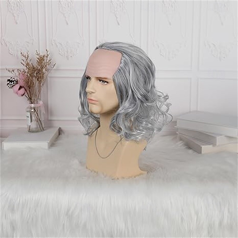 Perruque pour vieil homme chauve, grise, courte et ondulée, style colonial, pour cosplay et Halloween. de 2026 ? $19.99 –P4