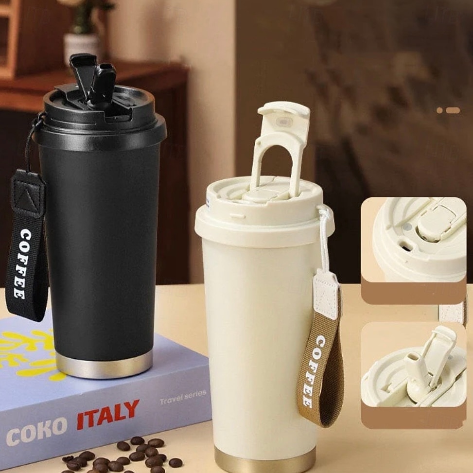 Izolovaný hrnek z nerezové oceli s vložkou z nerezové oceli 316, hrnek na kávu s dvojím použitím, velkokapacitní cestovní hrnek s brčkem, přenosný hrnek na kávu 2026 - $19.99 –P1