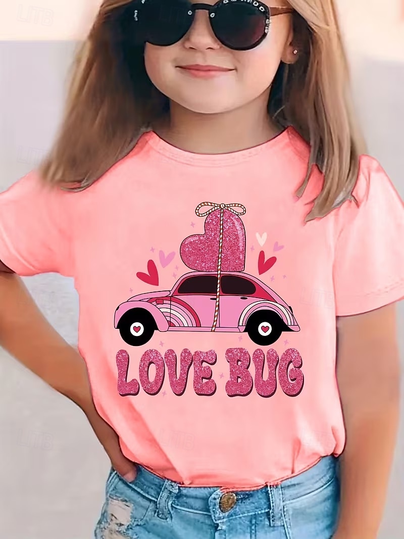 San Valentino Ragazze 3D Cuore Grafico Auto Maglietta Manica Corta Stampa 3D Estate Primavera Sport Moda Streetwear Bambini 4-12 Anni Girocollo Casuale Quotidiano All'aperto Vestibilità regolare del 2026 a $14.49 –P5