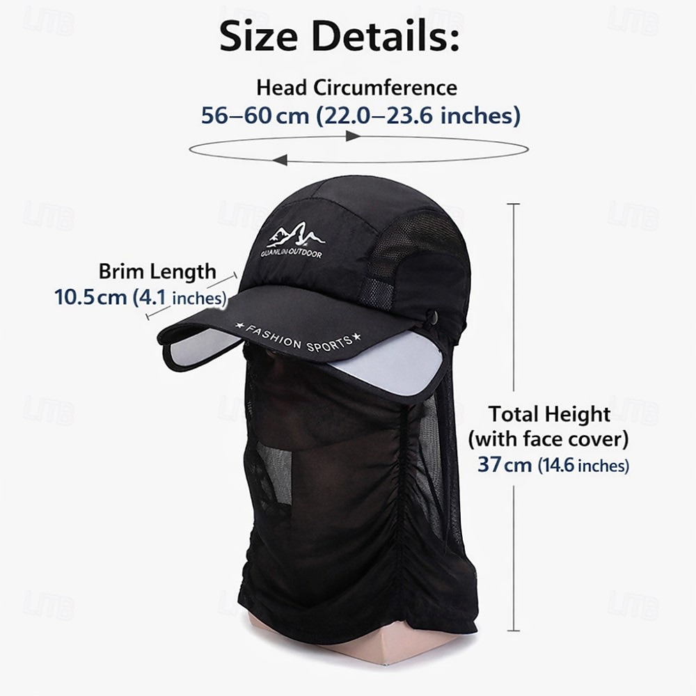 Chapéu de sol com aba retrátil para pesca, ciclismo e escalada ao ar livre, com proteção UV e protetor de nuca removível, boné de beisebol respirável com proteção solar para homens e mulheres. de 2026 por $16.99 –P3