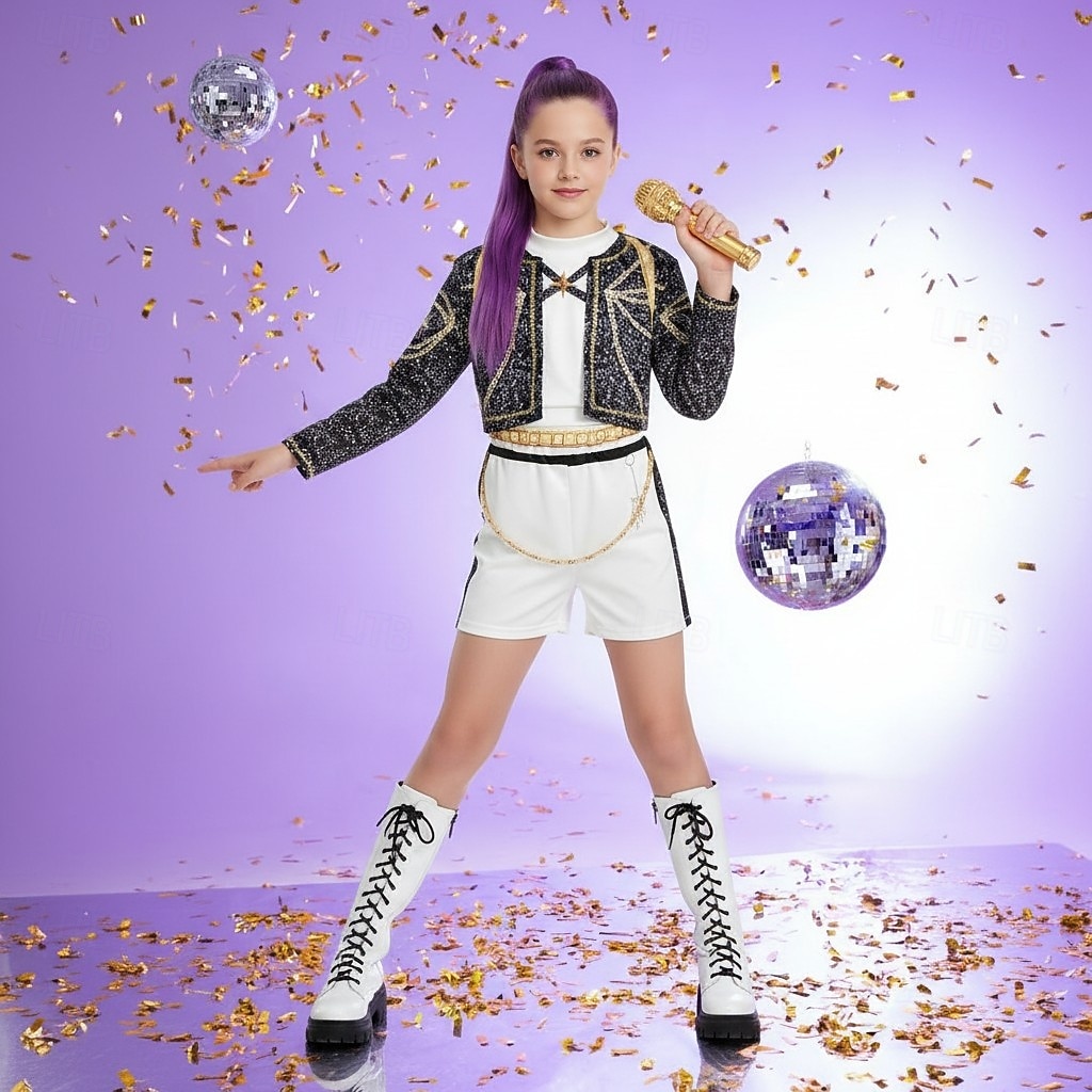 Kpop-inspiriert Von koreanischen Idolen inspiriert Popstar Kostüm Festkleidung Virtuelles Idol for Mädchen Kinder Halloween Karneval Leistung Comic-Konzert Anime Expo 2026 - $27.99 –P10