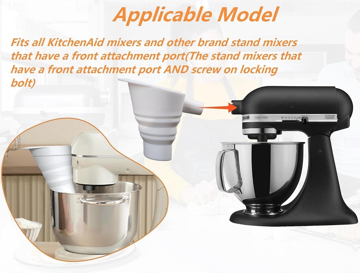 1 Pcs Mess-Free Flour Funnel for Kitchen Aid Mixer, Food-Grade Silicone Funnel, Stand Mixer Attachment for 4.5–5 Qt Tilt-Head Models, Dishwasher Safety 2026 - $22.99 –P5