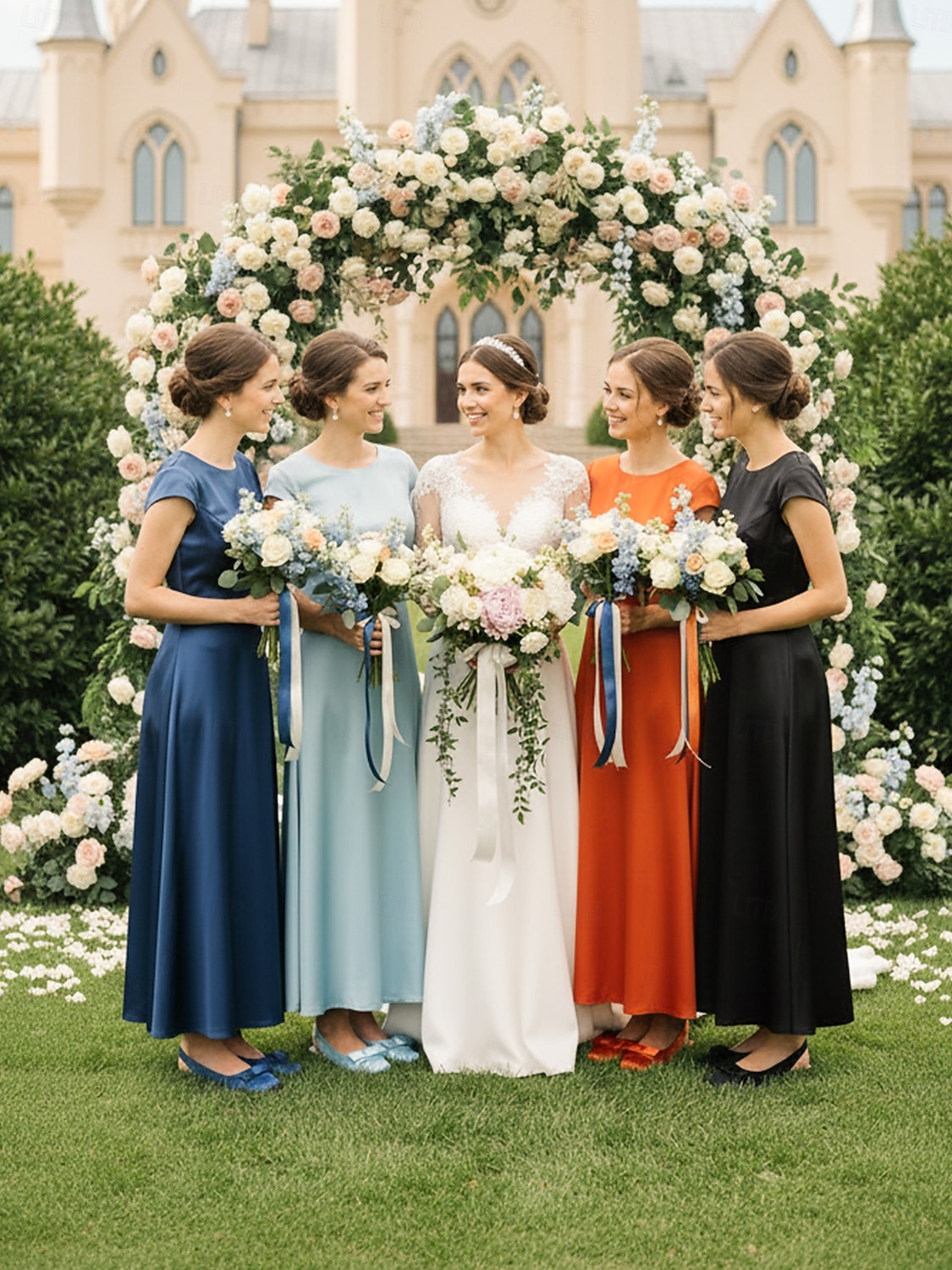 Chaussures plates bleu clair à nœud pour femmes, élégantes et confortables, idéales pour les demoiselles d'honneur lors de mariages en plein air dans un jardin. de 2026 ? $34.99 –P1
