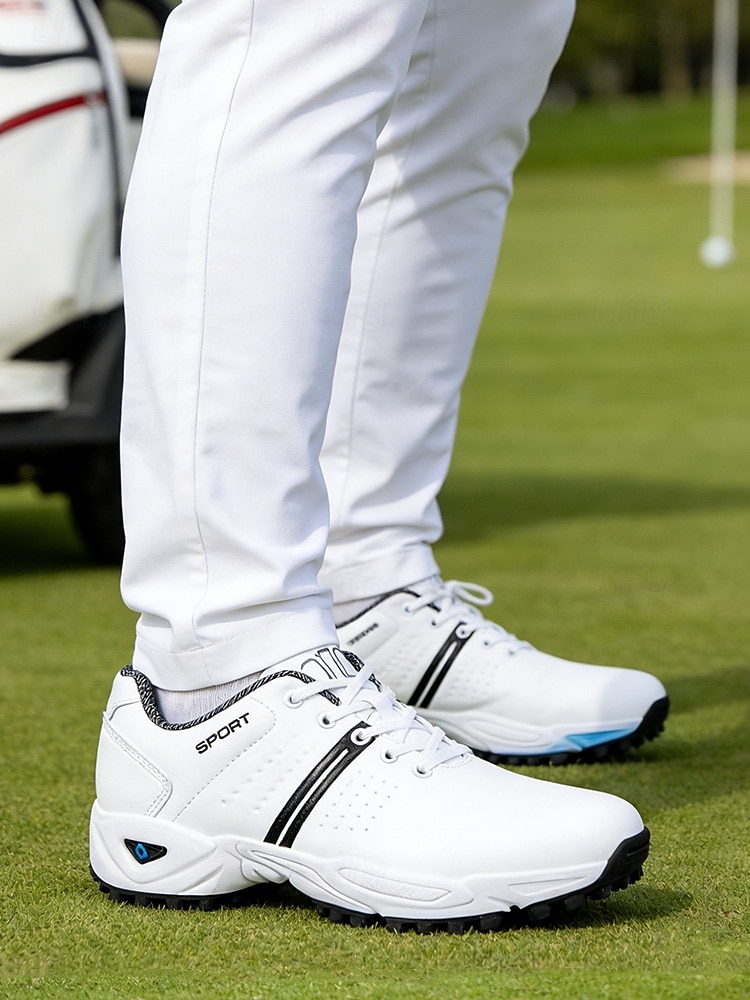 Pantofi de golf albi pentru bărbați, față respirabilă cu talpă amortizată, design atletic ușor, ideali pentru jucătorii de golf și terenurile de golf în aer liber 2026 - $69.99 –P5