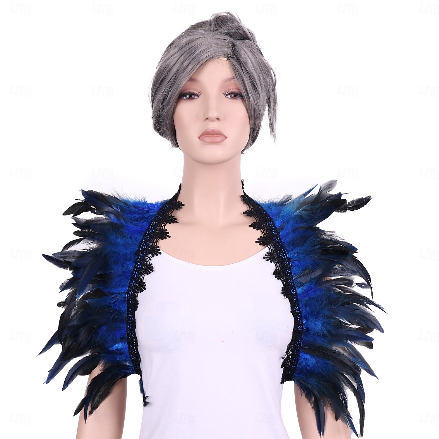 Carnaval 2026 Accessoires de Carnaval de Rio Samba Cape Châle Femme Plumes Rouges et Noires avec Bord en Dentelle Costume de Performance Festival Brésilien de 2026 ? $11.99 –P5