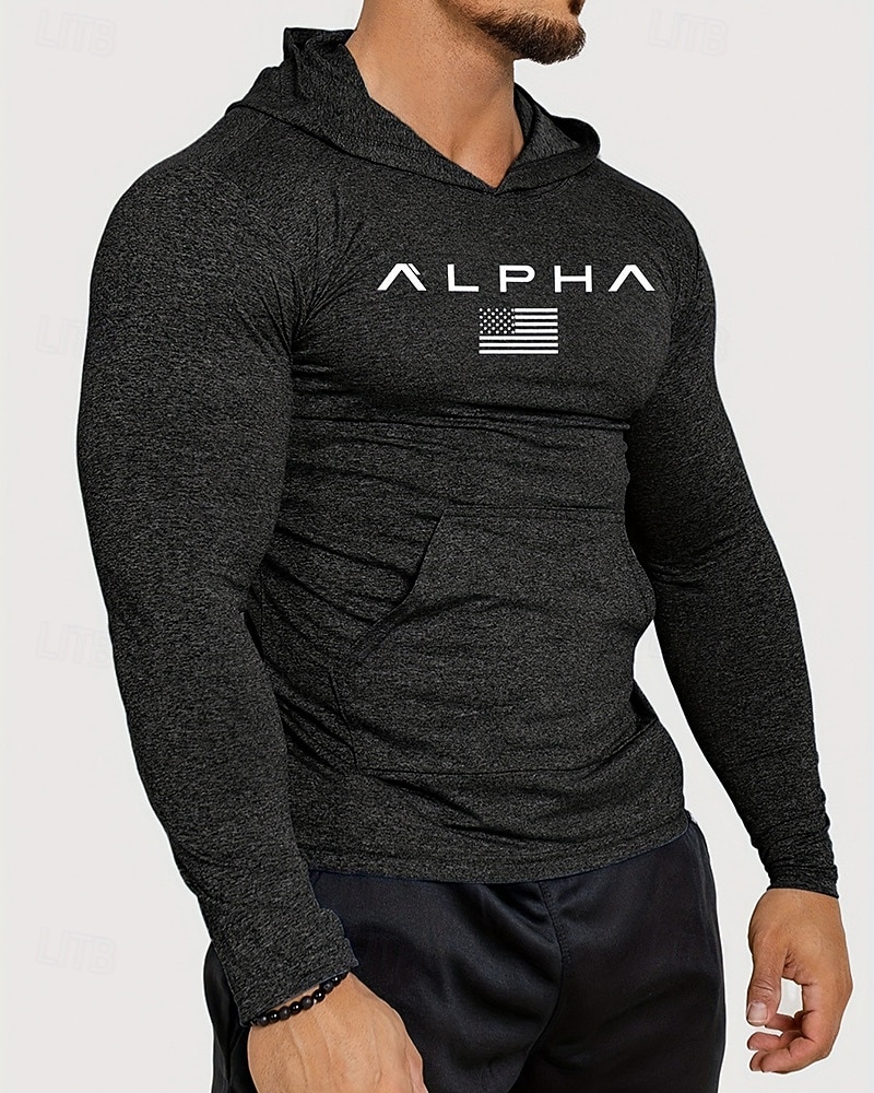 Voor heren Brief Hardloopshirt Compressieshirt Lente Herfst Lange mouw Sneldrogend Compressie Vochtregelerend Sportschooltraining Actieve training Oefening Zwart Grijs Sportkleding Sportkleding 2026 - $28.99 –P10