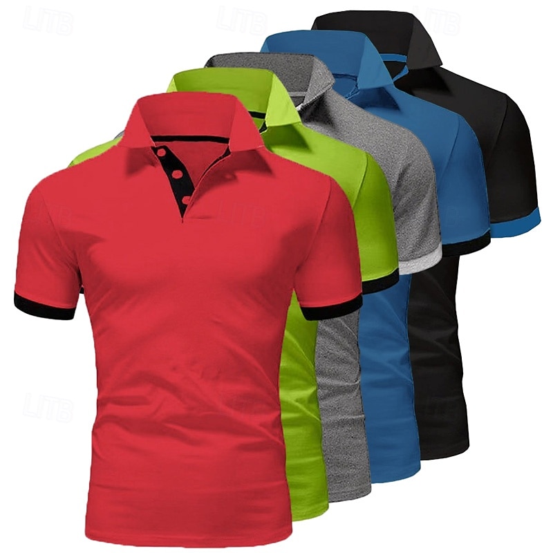 Per uomo Polo Maglia da golf Casuale Sportivo Classico Manica Corta Essenziale Tinta unica Semplice 5 pezzi Confezione multipla Estate Primavera Tutte le stagioni Vestibilità aderente 1 2 3 4 5 6 Polo del 2026 a $58.99 –P3