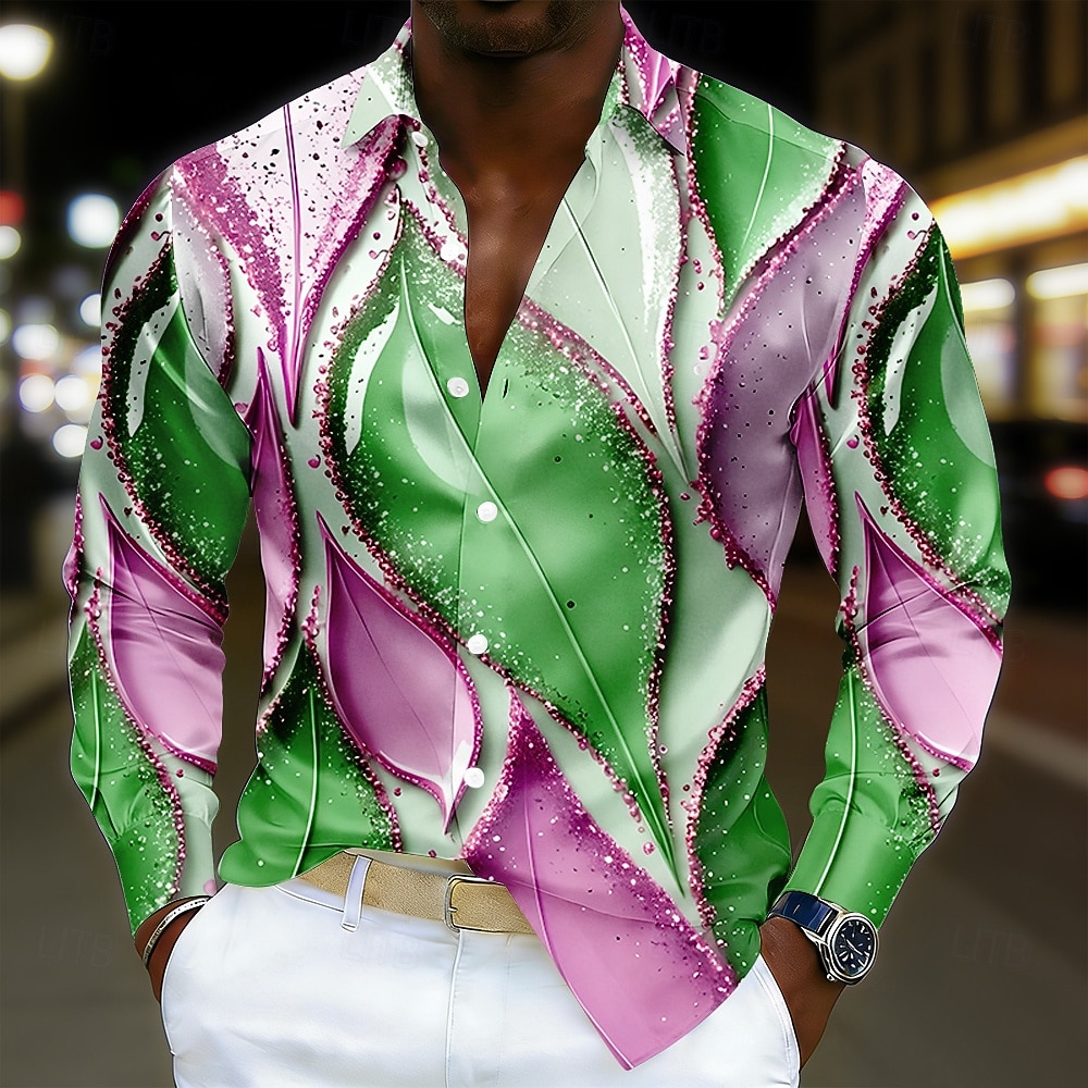 Voor heren Marmer Abstracte kunst Kleurblokkering Overhemd Satijnen overhemd Casual overhemd Lange mouw Mode-casual Vakantie Dagelijks gebruik Zomer Lente Strijkijzer 3D-afdrukken Overhemden met 2026 - $29.99 –P2