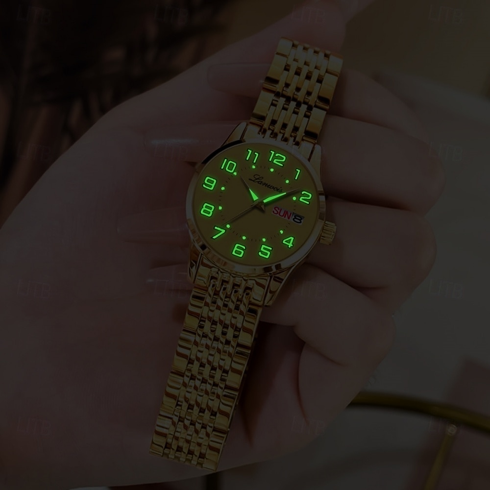 Klassisk Damklocka Original Kvarts Klocka Rhinestone Urskiva Luminös Datum och Kalenderfunktion Trendig Moderiktiga Affärsluxusklocka Bästa Val för Födelsedagspresent Mors Dag 2026 - $20.99 –P6