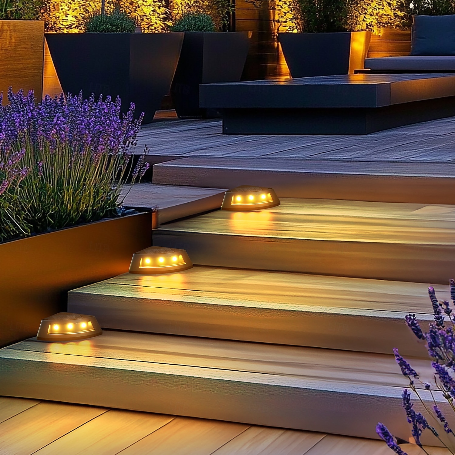 4 stuks buitenverlichting op zonne-energie, waterdichte led-trapverlichting, driehoekige waaiervormige terrasverlichting voor tuin, erf, pad, schutting, patio, landschapsverlichting, op zonne-energie 2026 - $17.99 –P9
