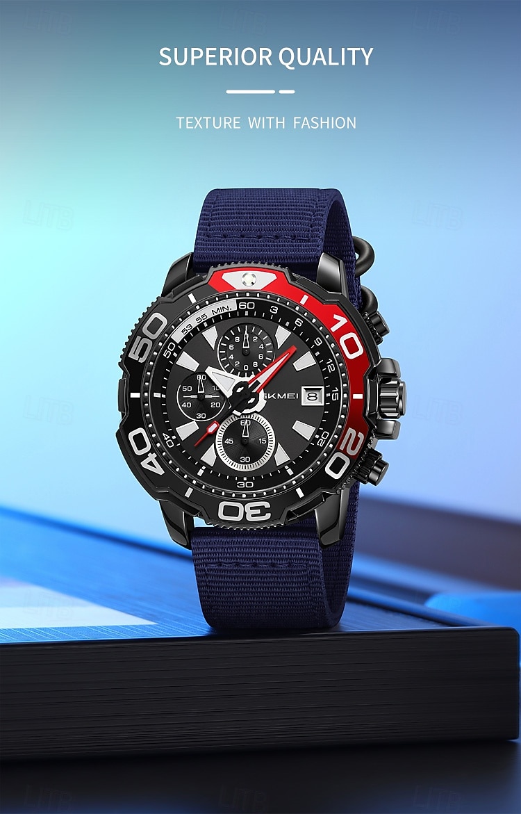 SKMEI Men Quartz Watch Sports Fashion Casual Business Stopwatch Calendar Waterproof Decoration Nylon Watch 2026 - $39.99 –P4