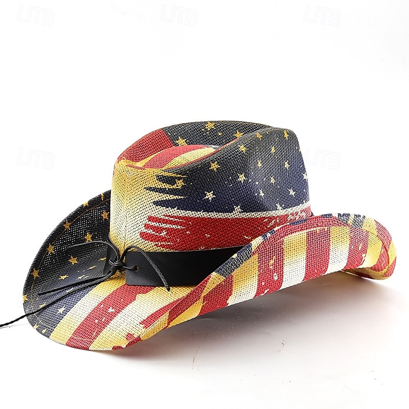 250-jähriges Jubiläum USA Retro Vintage Wilder Westen Cowboyhut Cowgirl-Hut Cowgirl Cowboy Westlicher Cowboy Kostüm Unisex Maskerade 4. Juli Party Unabhängigkeitstag Erwachsene Hut Ganzjahres 2026 - $26.99 –P2