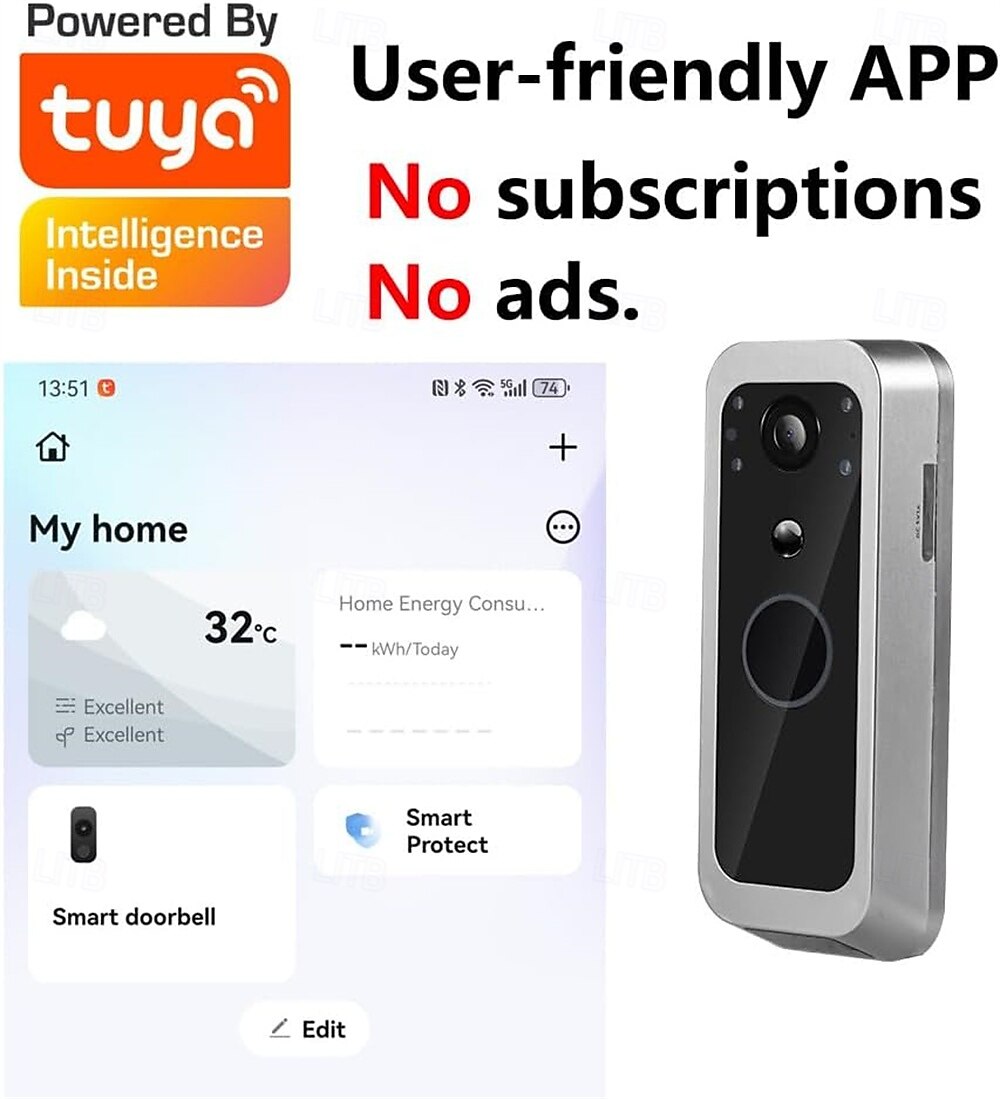 2026年 ポータブルモニター付きドアベルカメラ、アクティブ人間認識アラート、バッテリー駆動  コレクション – $134.99 –P5