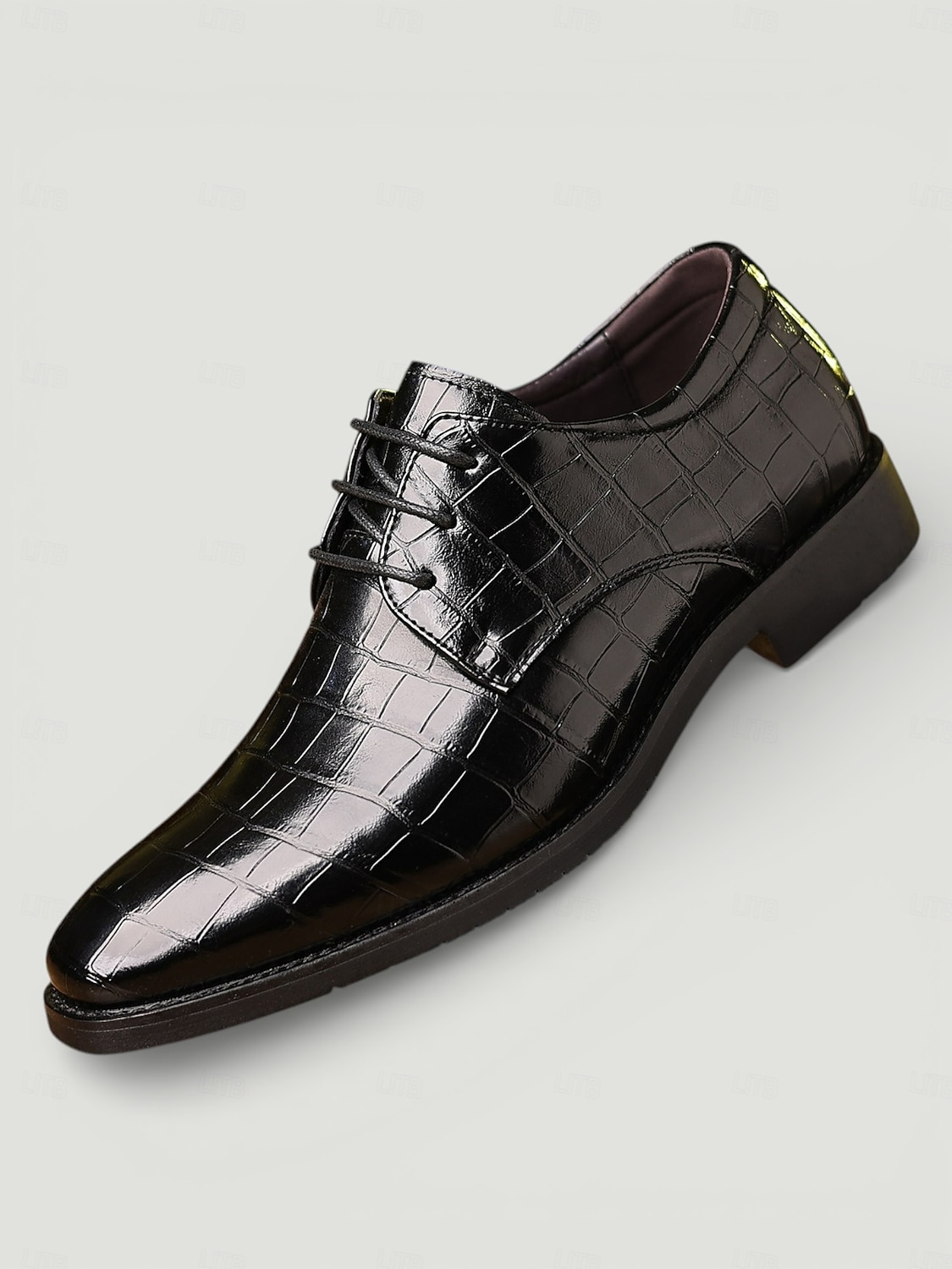 męskie zielone buty typu oxford ze sztucznej skóry z nadrukiem krokodyla – lśniący styl sznurowany dla stylowych panów, na przyjęcia koktajlowe i luksusowe spotkania 2026 - $59.99 –P2