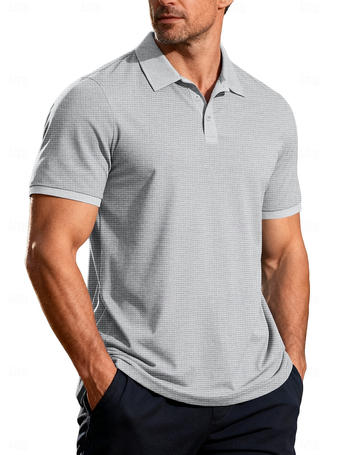 Męskie Koszula golfowa Koszulka polo z dzianiny waflowej Codzienny Biznes Klasyczny Krótki rękaw Moda Nowoczesny Jednokolorowe Guziki Lato Wiosna Wiosna i lato Regularny Czarny Biały Żółty Wino 2026 - $18.49 –P10