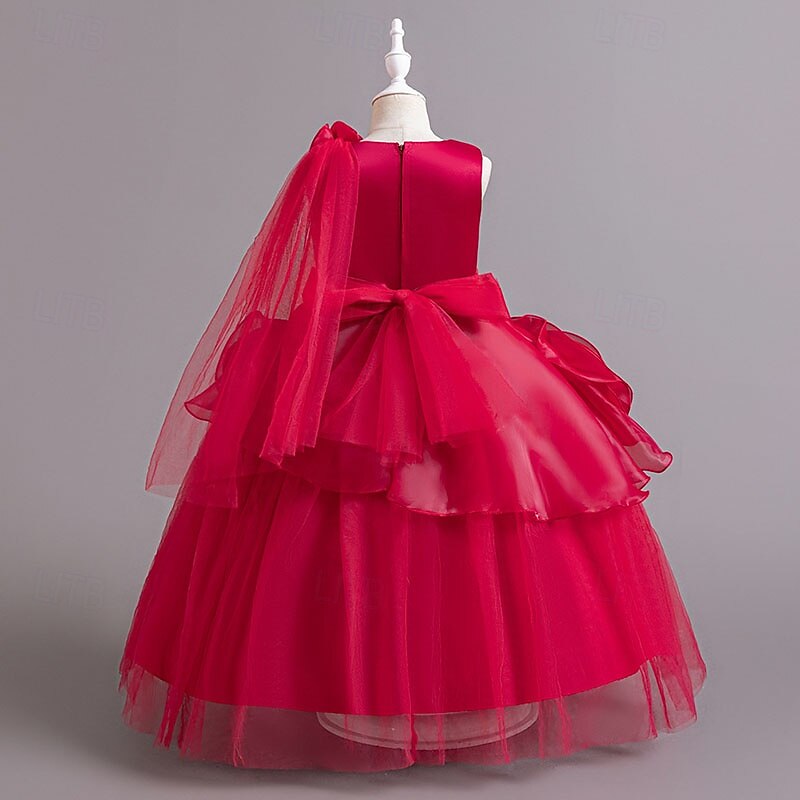 Blumenmädchenkleid Mädchen Formelle Kleidung Hochzeitskleidung Party Hochzeit Formell Niedlich Formell Schön Patchwork Netz Einfarbig Ärmellos Rundhalsausschnitt Blau Rosa Ab 4 Jahren 2026 - $61.99 –P4