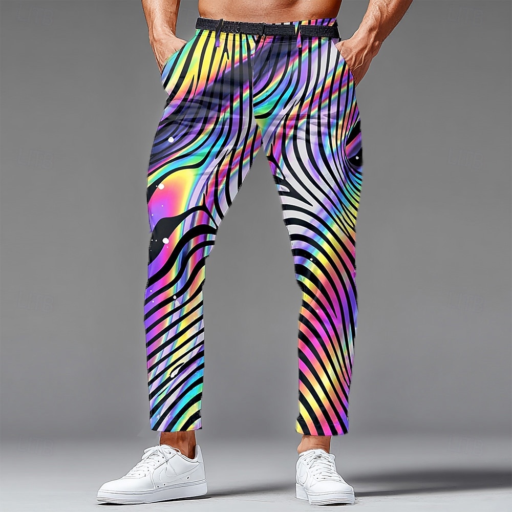 Вторник на масляной неделе Муж. Радужный Ослепительный цвет Карнавал Штаны Костюм Костюм Брюки Нормальная Мода Повседневная Праздники Узкие брюки с карманами Весна Осень 3D печать Лиловый Зеленый 2026 - $31.99 –P1