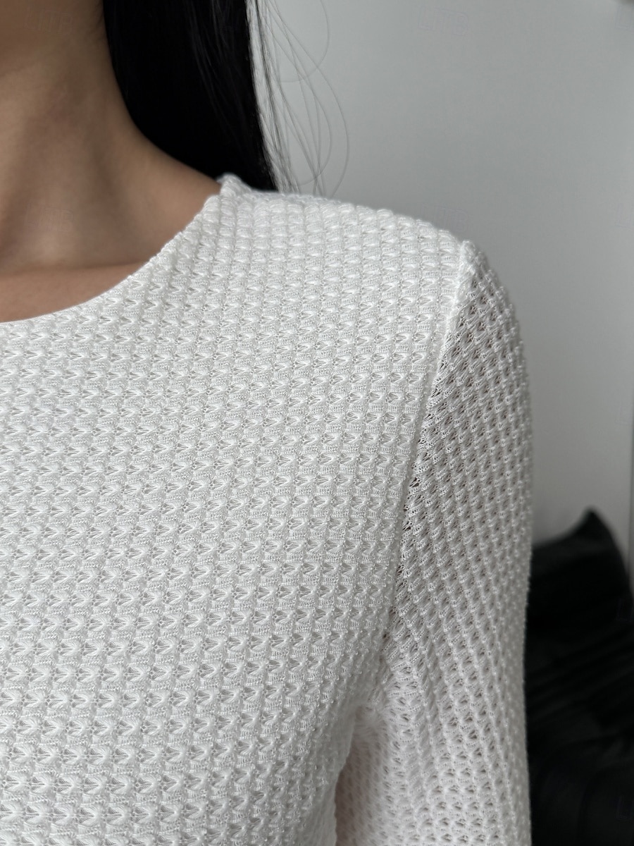 Γυναικεία Μίνι φόρεμα Λευκό φόρεμα Φόρεμα αποφοίτησης Φόρεμα Bodycon Κομψό Μοντέρνα Μανίκι Flare Cuff ΕΞΩΤΕΡΙΚΟΥ ΧΩΡΟΥ Διακοπές Εξόδου Κανονικό Σκέτο Μακρυμάνικο Στρογγυλή Ψηλή Λαιμόκοψη Μαύρο Λευκό 2026 - $21.99 –P8