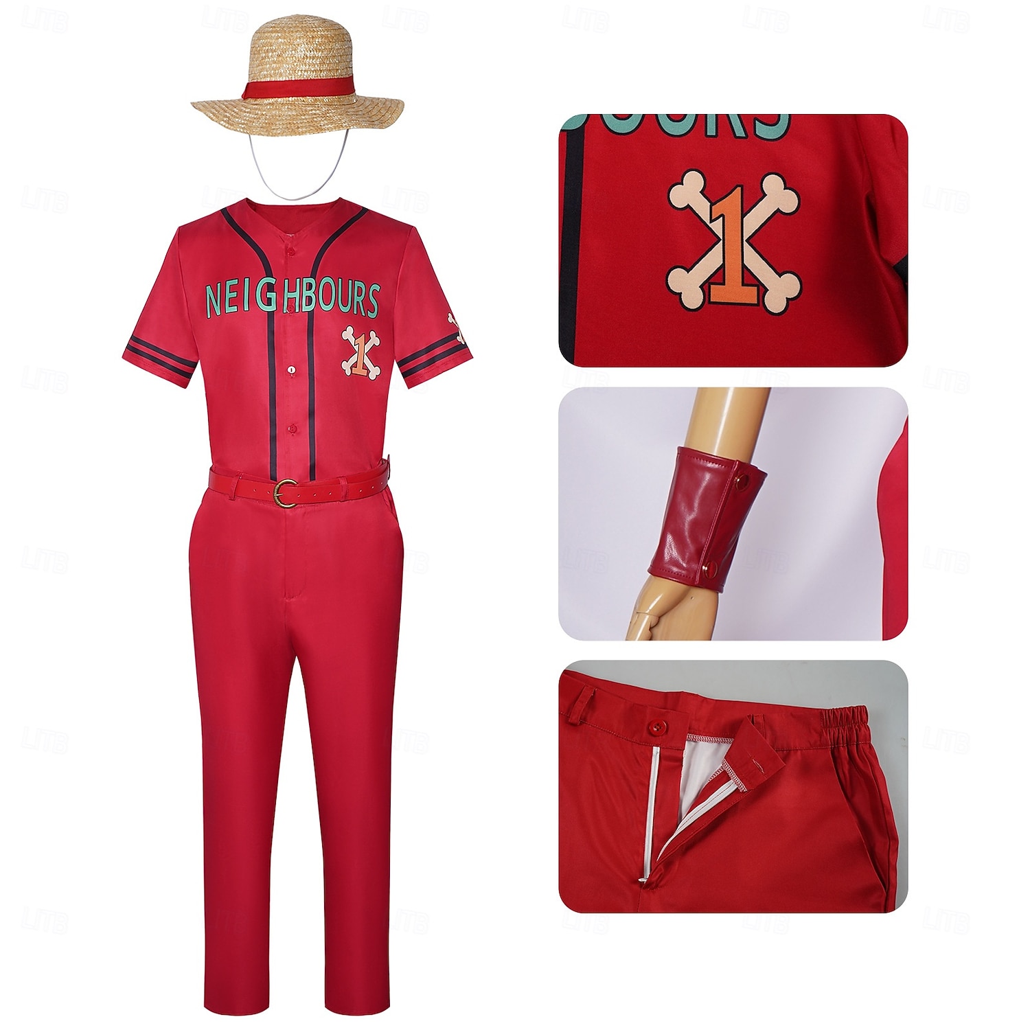 Oceaanavonturier Strohoedpiraat Cosplay kostuum Outfits Anime for Voor heren Volwassenen Halloween Carnaval Maskerade Vakantie Prestatie Strip Con 2026 - $77.99 –P5
