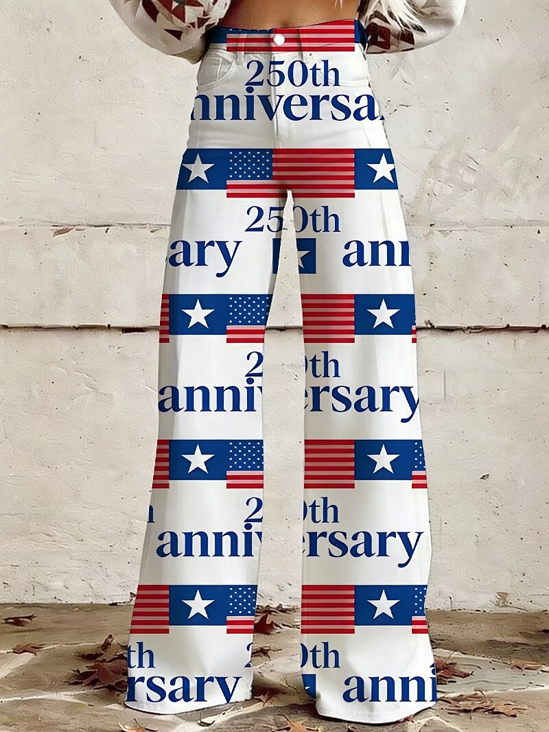 A 250-a aniversare a SUA Retro / vintage Anii 1970 Pantaloni Pantaloni cu picioare largi Hippie Disc Talie Înaltă Costume de fancy Pentru femei Mascaradă 4 iulie Ziua Independenței Adulți Pantaloni 2026 - $32.99 –P2