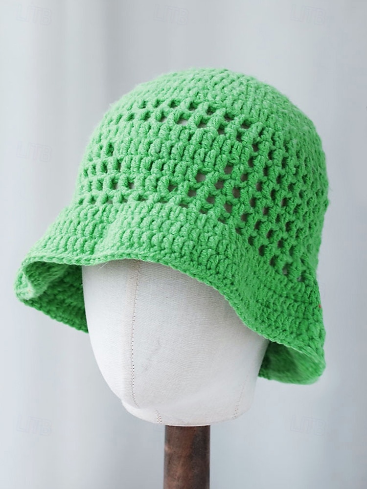 Strikket bøttehatt til dame, tilgjengelig i flere farger, perfekt for St. Patricks dag-feiringer, komfortabel og stilig for fritidsbruk 2026 - $14.99 –P4