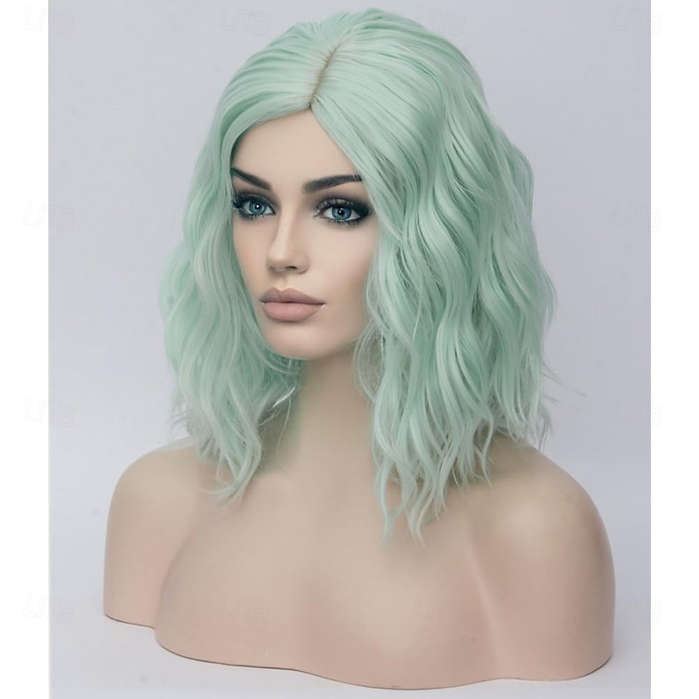 Perucas Verdes para Mulheres Curta Cacheada Bob Ondulada Meninas Verde Menta Colorida Ondulação Resistência ao Calor Fantasia Festa de 2026 por $24.99 –P2