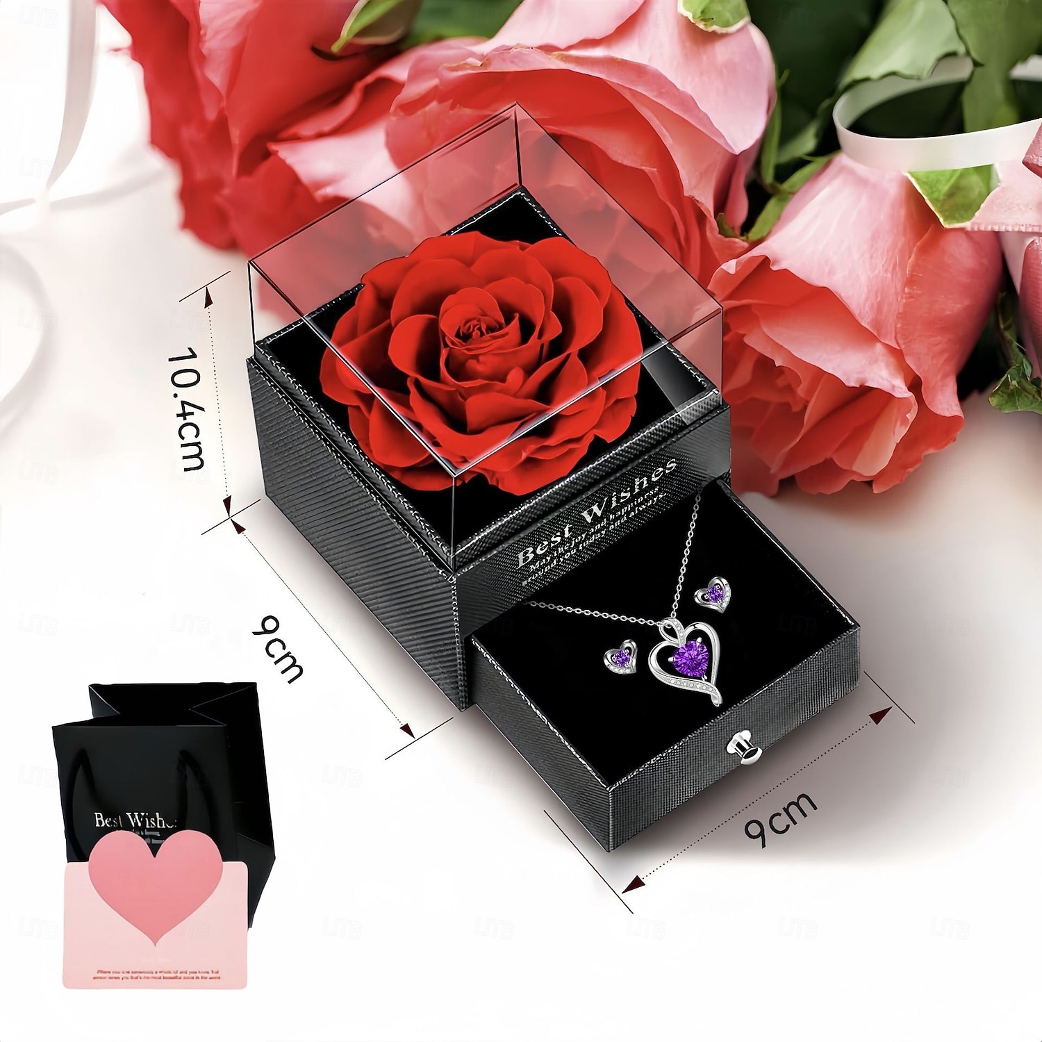 Preserved Flowers Gift for Mom from Son or Daughter, Incl 4 Rose and Heart Necklace, Ideal Gifts Birthday, Mother's Day, Valentine's Day, Christmas for Grandma for Her, Women, Wife 2026 - $19.49 –P3