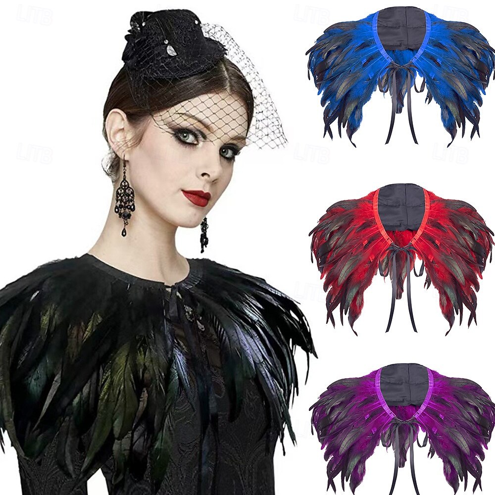 Acessórios de Carnaval 2026 Rio Carnival Samba Xale de Plumas Vermelhas para Mulheres com Laço de Fita Brasil Fantasia de Performance Festival de 2026 por $19.99 –P1