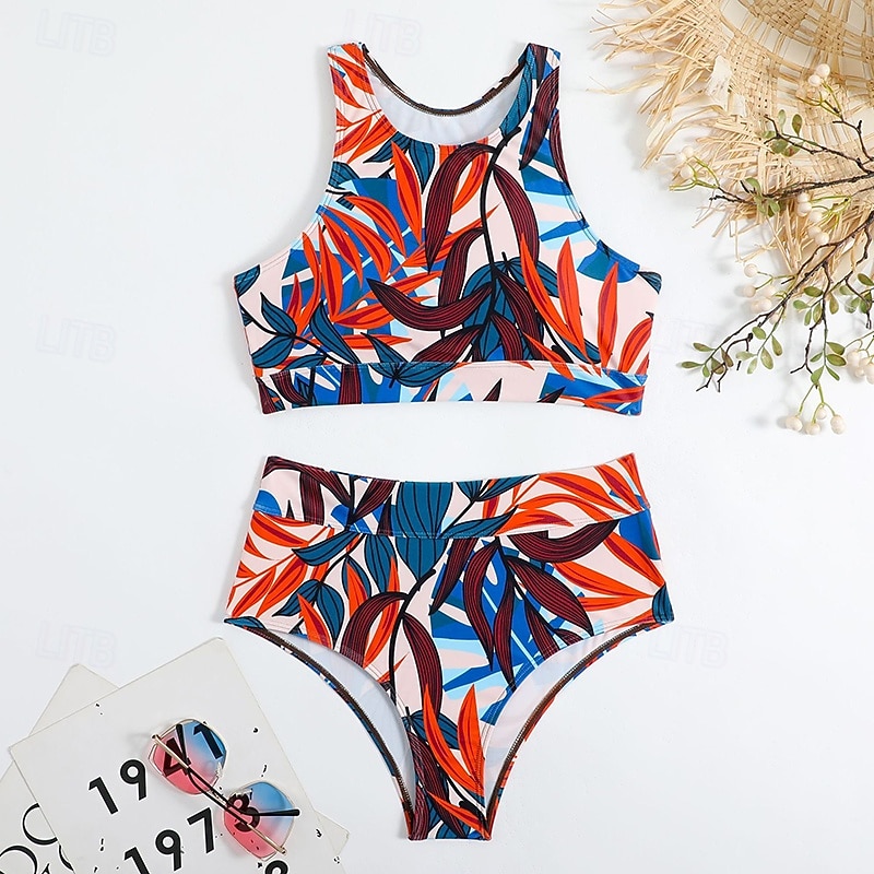 Mulheres Conjuntos de biquíni 2 Peças Maiôs Cor Sólida Proteção UV Elástico Sem Manga Roupa de Banho roupa de banho Surfe Mergulho Natação Verão de 2026 por $17.99 –P9