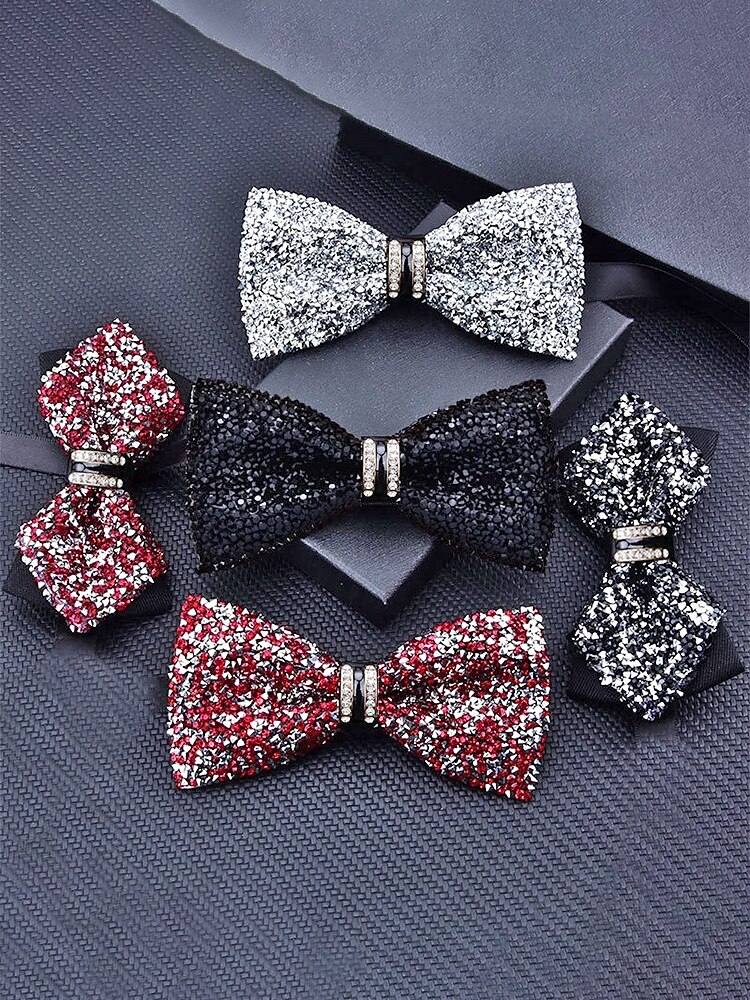 Мужской галстук-бабочка из полиэстера с блестками и кристаллами, доступен в нескольких цветах, идеально подходит для свадеб и вечерних мероприятий. 2026 - $11.99 –P5