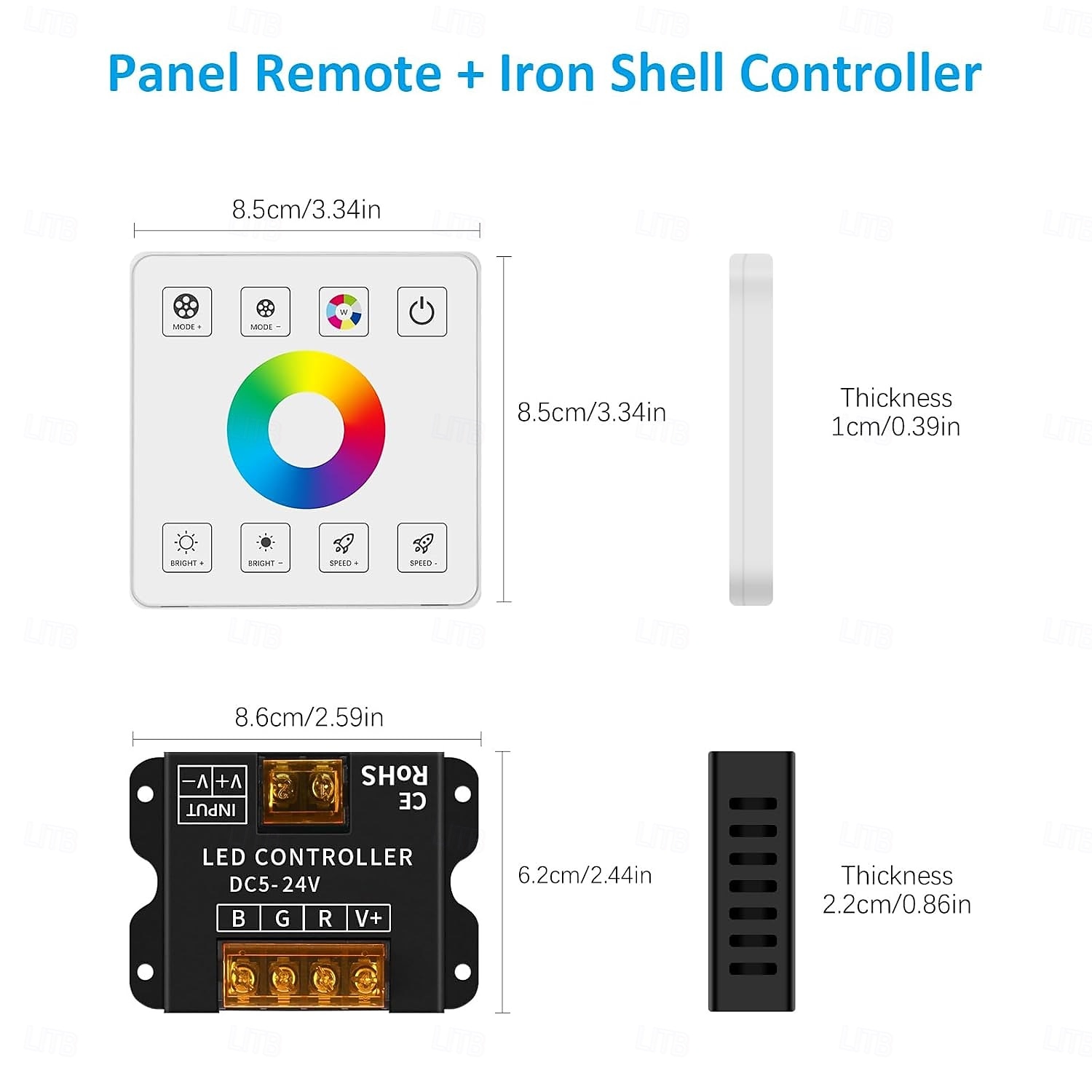 LED-lichtstrip dimmer 2.4G RF draadloze afstandsbediening dimbare wanddimmer geschikt voor enkelkleurige, tweekleurige RGB-, RGBW- en RGBCCT-LED-strips, DC 5V-24V 10-50A, enkelkanaals dimcontroller 2026 - $28.99 –P5