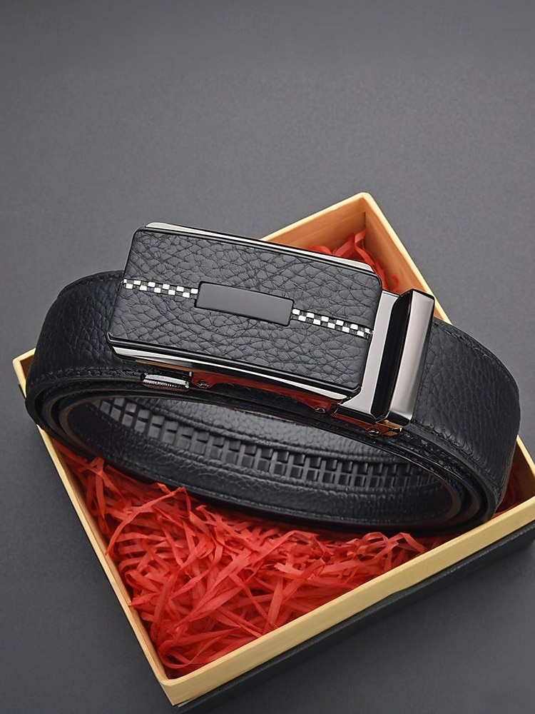 Men's Genuine Leather Automatic Buckle Belt in Black & Coffee, Classic Business Dress Belt for Men, Durable Real Leather, Adjustable Fit, Ideal for Weddings, Business Meetings & Formal Occasions 2026 - $14.99 –P4