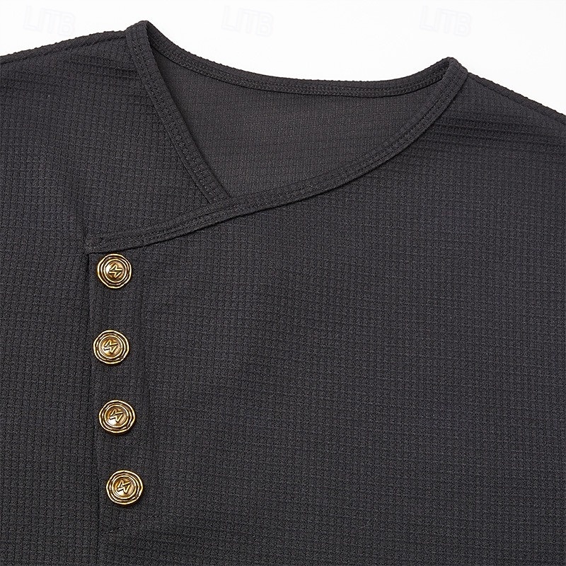 Per uomo Camicia Camicia a nido d'ape Camicia elegante Camicia casual Camicia da Ballo Nero Bianco Blu marino Viola Manica Lunga Tinta unica Semplice Asimmetrico Scollo a V Casuale Matrimonio del 2026 a $29.99 –P1