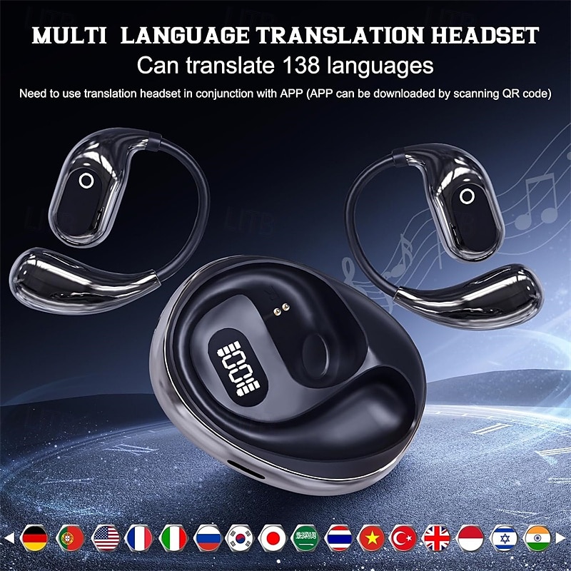 Open Air Traductor, Translation Wireless Bluetooth Earphones, Language Translator Earbuds Real-Time with 138 Languages fit iOS & Android 2026 - JP ¥3995 –P1