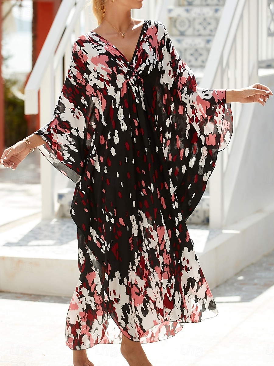 Damskie Sukienka maxi sukienka plażowa Codzienne sukienki Sukienka Boho Cover Up Elegancja Moda Nowoczesny Na zewnątrz Plaża Urlop Luźna Prążki Krótki rękaw W serek Niebieski Czarny Biały Rumiany róż 2026 - $32.99 –P10