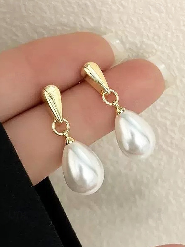 Øredobber med imiterte perler til dame – tilgjengelig i gull og sølv, elegant design for bryllup, kveldsarrangementer og hverdagsbruk 2026 - $7.99 –P8