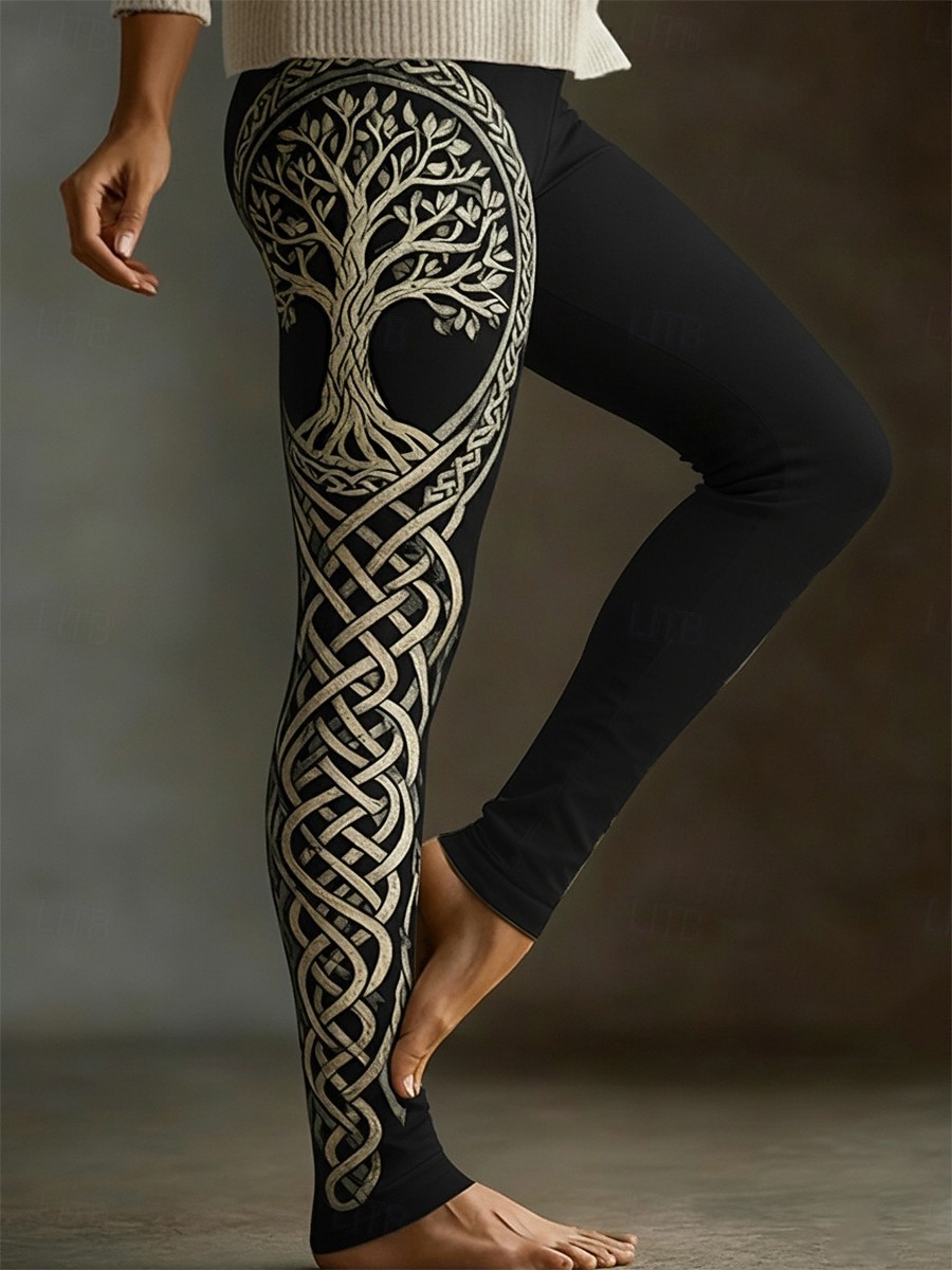 Per donna Vichingo Leggings Leggings comodi Vacanza Vintage Stile Etnico Lunghezza intera Vita Alta Albero Stampa Confortevole Elasticizzato Casuale Quotidiano Vacanza Blu Nero Viola Primavera Autunno del 2026 a $21.99 –P2