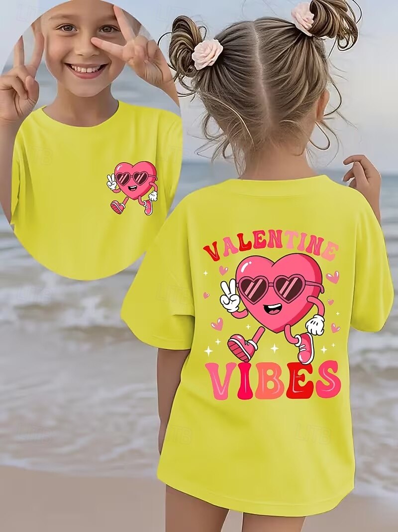 Valentines Girls' 3D Heart Graphic T shirt Tee Short Sleeve 3D Print Summer Spring Sports Fashion Streetwear Kids 4-12 Years Crew Neck Casual Daily Outdoor Regular Fit 2026 - $13.49 –P5